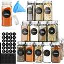 DkOvn 24pcs Glass Spice Jars, 4oz Empty Spice Jars with Metal Caps, Labels, Shaker Lids, Collapsible Funnel, Chalk Pen, Seasoning Organizer for Spice Rack(24pcs 4oz Set)