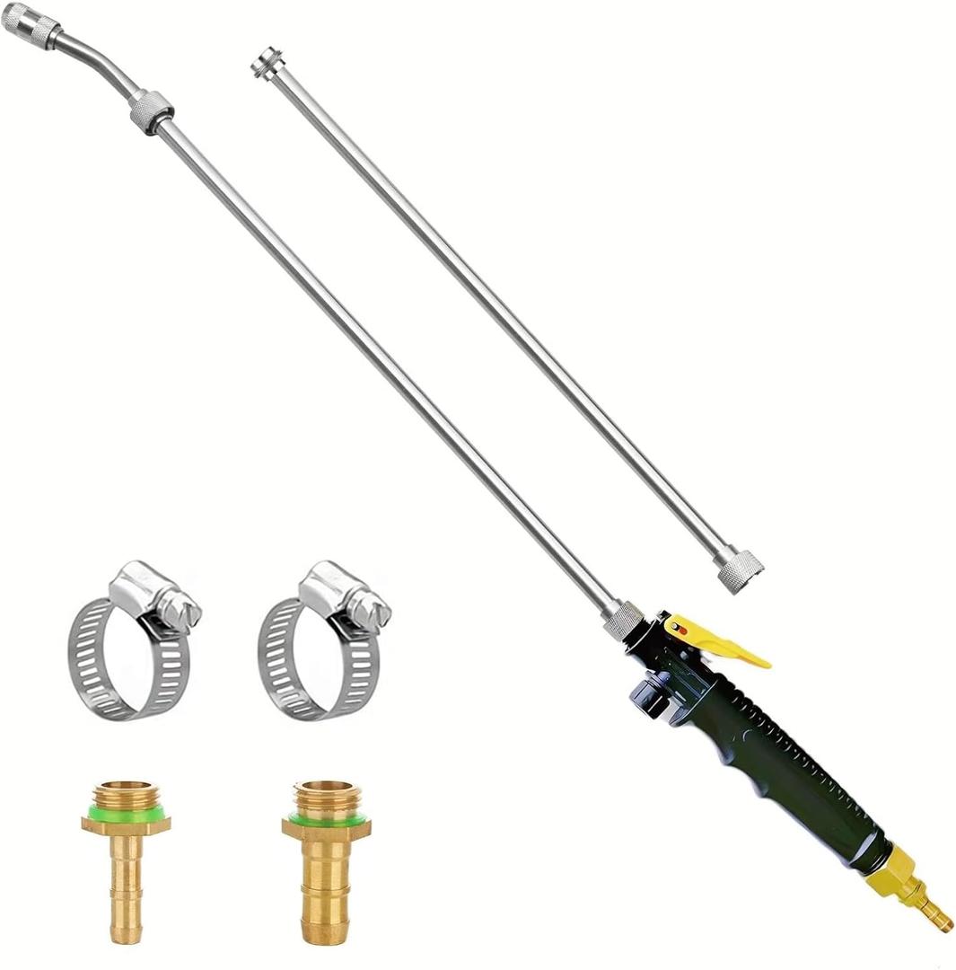 Sprayer Wand,Adjustable Universal Sprayer with 3/8" Brass Barb, Stainless Steel Replacement Sprayer Wand with Shut off Valve (44 Inches Sprayer Wand)