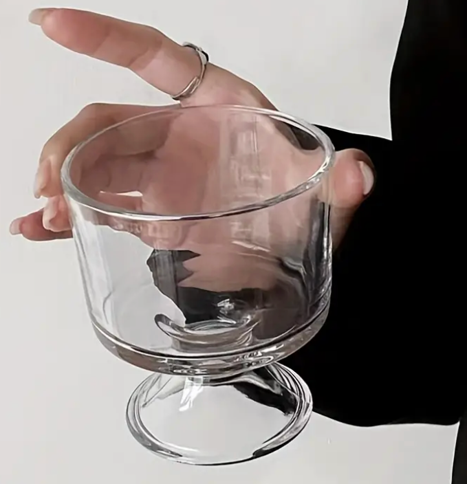 6 Pcs Small Cute Footed Tulip Glass Dessert Bowls/Cups - Perfect for Dessert, Sundae, Ice Cream, Fruit, Salad, Snack, Cocktail, Condiment, Trifle and Christmas Holiday Party (Clear)