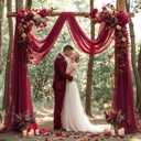 Wedding Arch Draping Fabric, 1 Panel Burgundy Sheer Backdrop Curtain Tulle Fabric Drapery for Arbor Wedding Archway Ceremony Party Ceiling Decor Backdrop