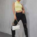 Verdusa Women's Crop Tops Old Money Clothes Sleeveless High Mock Neck Knit Fitted Basic Tank Top (X-Large, Light Yellow)