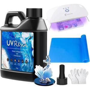OSBANG UV Resin Kit with Light-250g, Clear Hard Type for Beginners and Professionals, UV Resin Kit for Jewelry Making, DIY Craft, Decor