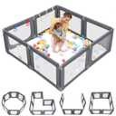 Dripex Foldable Baby Playpen, Extra Large 71"x69" Collapsible Play Pen for Babies - Indoor Outdoor Play Yard with Adjustable Shapes, Baby Fence Play Area with Visible Mesh, Grey