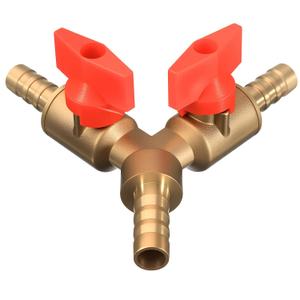 Chiloskit Brass 3 Way Hose Splitter, Y Shaped 5/16 Ball Valve Air Hose Splitter Fitting For Water Fuel Gas (8mm (5/16"))