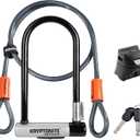Kryptonite Kryptolok Standard Bike U-Lock with Cable, Heavy Duty Anti-Theft Bicycle U Lock, 12.7mm Shackle and 10mm x 4ft Length Security Cable with Mounting Bracket and Keys