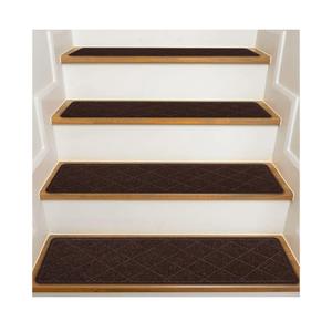 OLARR68239Stair Treads for Wooden Steps Indoor, 15 Pack 8" X 30" Non Slip Carpet Stair Treads with Reusable Adhesive for Kids Elders and Dogs, Surface Polyester TPR Backing Stair Rugs, Brown30