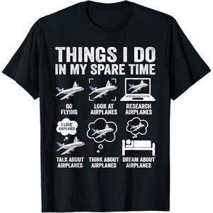 Funny Airplanes Lover Things I Do in My Spare Time Airplane T-Shirt, Men's Small