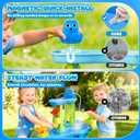 Water Table Pump, Magnetic No-Drill Rechargeable Battery Powered Continuous Flow Water Pump, Fits Water Tables & Step 2, Cordless Pump Toys, Outdoor Water Play Accessories for Kids & Toddlers, Blue