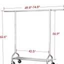 Extendable 49.8-74.8" W Stainless Steel Clothes Rack, Silver