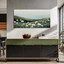 SLYCAY Large Neutral Coastal Landscape Wall Art for Living Room, White Flowers Meadow Green Seascape Oil Paintings, Nature Rustic House Decorations Bathroom Bedroom Office Artwork Pictures 24"X48"