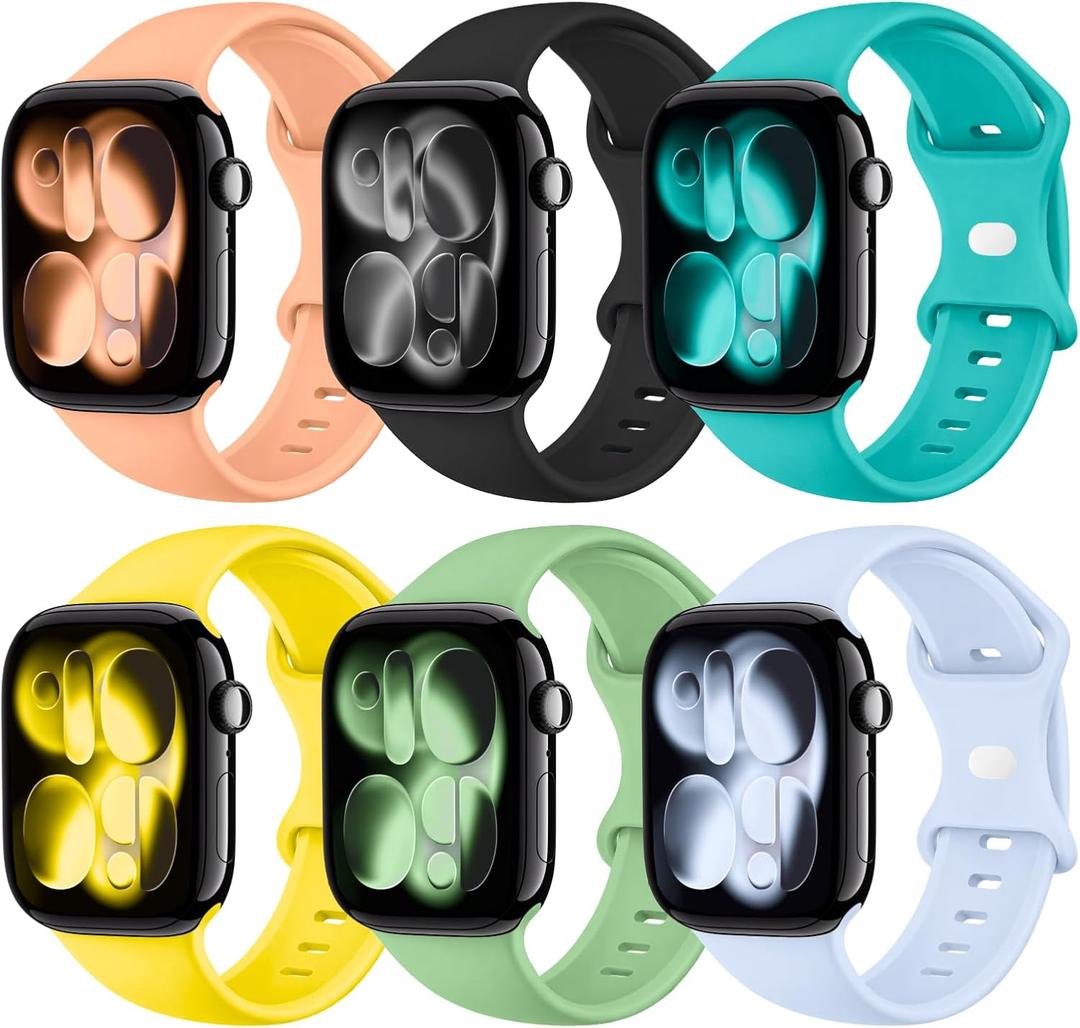 THWALK 6 Pack Sport Bands Compatible with Apple Watch Band Ultra 3/2/1 49mm, Series 11/10 46/42mm, 9/8/7 45/41mm, SE/6/5/4 44/40mm, 3/2/1 42/38mm for Women Men