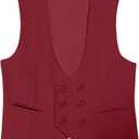 Boys Formal Suit Vest Double Breasted Solid Wedding Vest for Boys (2, Light Burgundy)