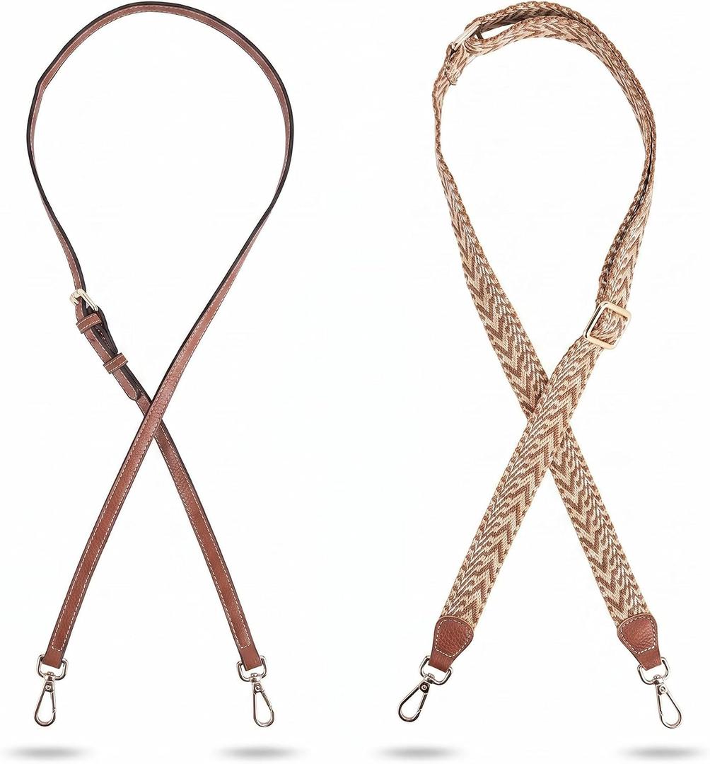 2 Pcs Strap Compatible with Longchamp Mini Bag, Adjustable Strap for Longchamp bag, include Leather, Nylon Canvas, Conversion Kit Fit for Bag