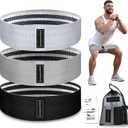 Exercise Bands, 3 Levels Fabric Resistance Bands for Working Out, Workout Bands Resistance for Women & Men, Multi-Colored Fabric Booty Bands for Leg Strength Training, Rehab, Yoga (Grey)