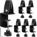 HIOFCSIR Sneeze Guard Support Clamps, Adjustable Desk Divider Partition Clips for 0.1 to 1 Inch Thick Panels, Acrylic Plexiglass Partition Clips for Office Use, 6-Pack, Silver (Black)