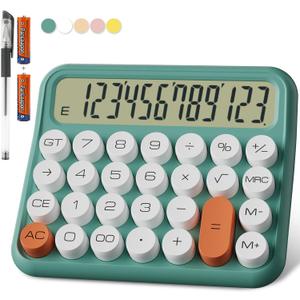 Mechanical Calculator 12 Digit Extra Large 5-Inch LCD Display, DECKLIT Battery Desk Calculator, Big Buttons Easy to Press Use as Office Calculators Desktop, 15Tilt Screen for Kids Calculator(Green)