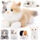 HyDren 5 Pcs Realistic Ragdoll Cat Stuffed Animal, 17.75 Inches Large Ragdoll Cat Mommy Plush with 4 Cute Babies Soft Plush Kittens Set for Girls Boys Birthday Party Favors (Grey,White,Brown)