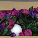 Artificial Fake Flowers Plants Hanging Baskets for Outdoor Outside, Faux Silk Hanging Dark Purple and Fuchsia Morning Glory Trailing Vines UV Resistant Look Real for Porch Patio Home Decoration