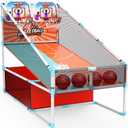 2-Player Arcade Basketball Game Set,Upgraded Indoor Hoop with LED Light Electronic Scoreboard 4 Balls,Carnival Games Sports Toys Kids 3-12 for Home Party Backyard Outdoor Boys Girls Toddlers Gifts (Orange)