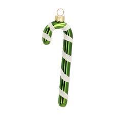 Green Candy Cane And Tear drop Ornament 4pcs