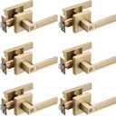 6 Pack Gold Privacy Door Handles, Interior Door Knobs for Bed and Bath, Heavy Duty Door Lever Satin Brass