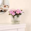 YANWE1 Ribbed Vase, Fluted Glass Vase for Flowers, Clear Flower Vases for Tulips, Modern Vases for Living Room, Dining Table, Office, Bedroom, Mantle, Shelf, Wedding, 7 Inch