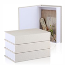 Tioncy 3 Pcs Fake Book Box Neutral Linen Book Box Decorative Faux Prop Storage for Farmhouse Home Decor shelf Table Card Photo DIY Keepsake Gift(8.6 x 6.1 x 1.8 Inch, Beige)