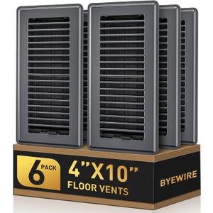 4x10 Floor Register, Floor Vent Covers for Home Floor, Sidewall, Heavy Duty Steel Walkable Floor Grates, Adjustable Air Vent Covers Rust Proof Finish, 4" x 10'' Floor Vent, 6 Pack, Gray