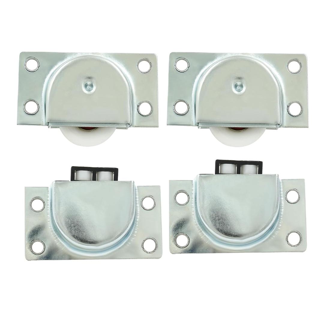 Litoexpe 2 Pair Sliding Cabinet Door Hardware, Stainless Steel Single Wheel Furniture Roller Wheel, Black Sliding Door Wheels for Closet, Wardrobe, Cabinet (Silver)