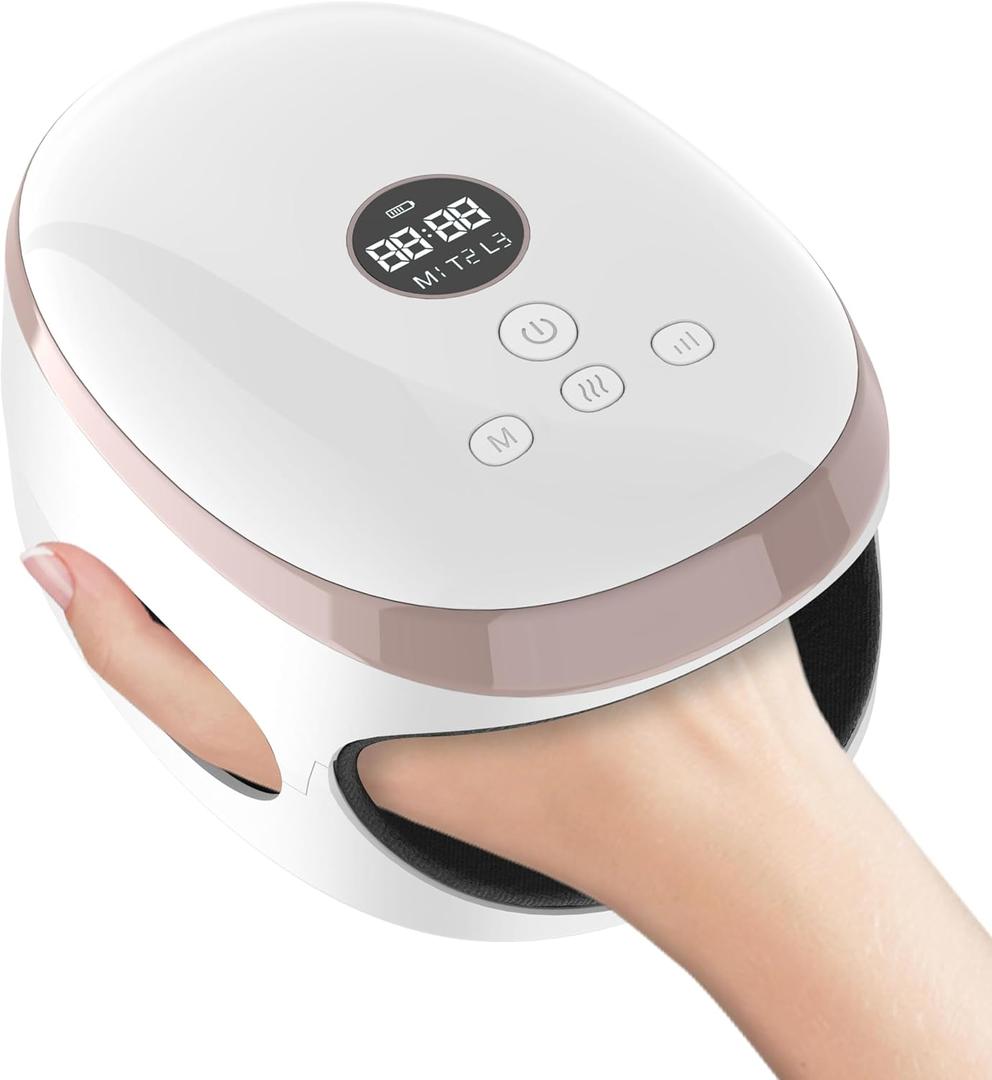 Hand Massager, Rechargeable Hand Massager with Heat, Air Compression & Kneading for Pain Relief  Ideal for Arthritis, Carpal Tunnel, and Hand Fatigue  Portable, Cordless Design for Home & Office