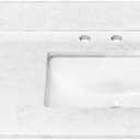 36 in.W x 22 in.D Bathroom Vanity Sink Top, White Engineered Stone Bathroom Vanity Top with Undermount Right Offset Sink, Vanity Countertop with Pre-Drilled 3 Faucet Holes and Backsplash
