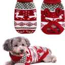 Vehomy Dog Christmas Sweaters Pet Winter Knitwear Xmas Clothes Classic Warm Coats Reindeer Snowflake Argyle Sweater for Kitty Puppy Cat-Middle L