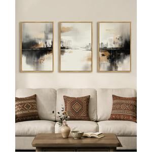 Drsoum Boho Plant Wall Art Framed Bohemian Wall Decor Abstract Geometry Artwork Hallway Bedroom Home Office Prints Ready to Hang 16x24in Natural Framed