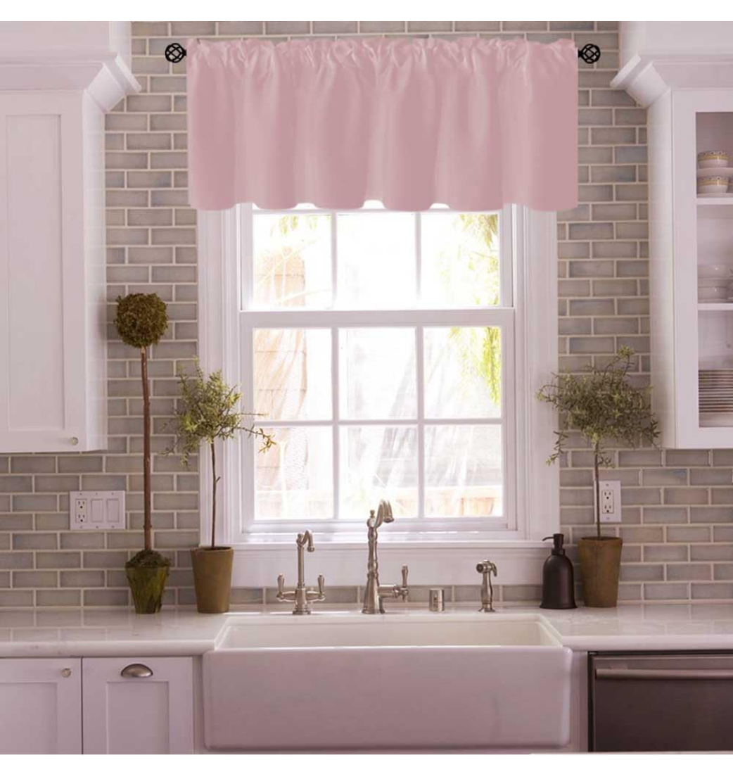 Solid Pink Rod Pocket Valance for Windows 60x14 Inches Valances for Kitchen Blackout Curtain Valance for Living Room Short Straight Drape Valance for Bedroom Kids Room 1 Panel
