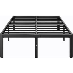 18 Inch High Platform Metal King Size Bed Frame, King Bed Frame no Box Spring Needed, Heavy Duty, Noise Free, Easy Assembly, Black