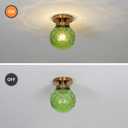 Green Globe Glass Semi Flush Mount Small Hall Ceiling Light, Modern Gold Lighting for Kitchen, Bedroom, Hallway, Porch