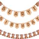Epakh 3 Pcs Bear Birthday Party Decoration Beary First Birthday Banner Cute 1st Bear party Supplies Wall Hangings for Nursery, Play Room, Dorm Room, Baby Shower Gender Reveal Decor