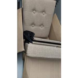 2 Pcs Storage Ottoman Footrest Stool Small Ottoman with Storage Foldable Ottoman Foot Rest Footstool Bench for Living Room 17x13x13inches Beige
