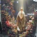 Framed Jesus and Lamb Canvas Wall Art Jesus In The Garden Religious Art Painting Christian Poster Decorative Painting Spiritual Faith Picture Gallery Style Print Home Decor 16x24 Inch Ready To Hang (Jesus' White Light)