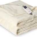 Heat Blanket 62x84 Twin Size,Soft Flannel & Sherpa Reversible Electric Blanket with 10 Heat Settings,12 Timer Setting and 8 Hours Auto-Shut Off,ETL Certified Machine Washable,Ivory