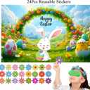 5 x Pin The Flower on The Bunny Easter Games Easter Party Games Easter Rabbit Game with Reusable Stickers Egg Hunt Activities Party Favors Supplies