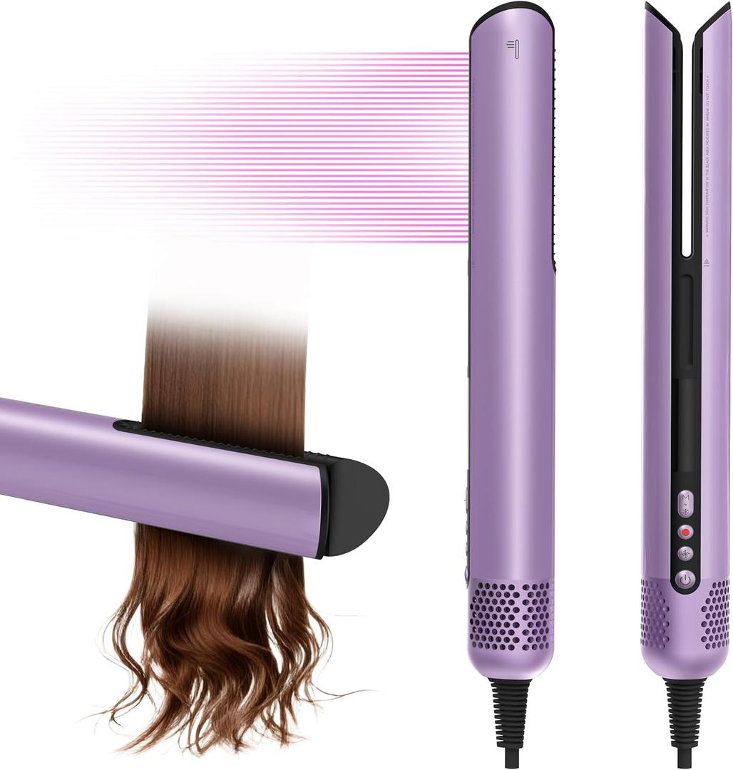 Hair Dryer Air Straightener Non-Movable Clamp Flat Iron No Heated Plates No Damage No Hand-Feeding Automatic Draws Hair Straighteners 2 in 1 Dry & Straight Styling Blower Tool for Women 1A to 2A Hair