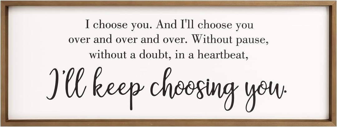 3511.8 Inche I Choose You Wall Art, Wooden Large Romantic Love Quotes Sign, Couple Above Bed Wall Decor For Bedroom Living Room Fireplace Home Decor (large)