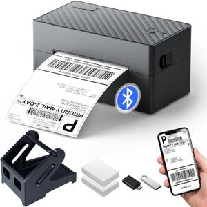 Label Printer, 4x6 Shipping Label Thermal Printer for Packages, Bluetooth Conection and Compatible with Android, iPhone, Windows, Mac, Chromebook, Amazon, Ebay, UPS, USPS, FedEx, with Holder