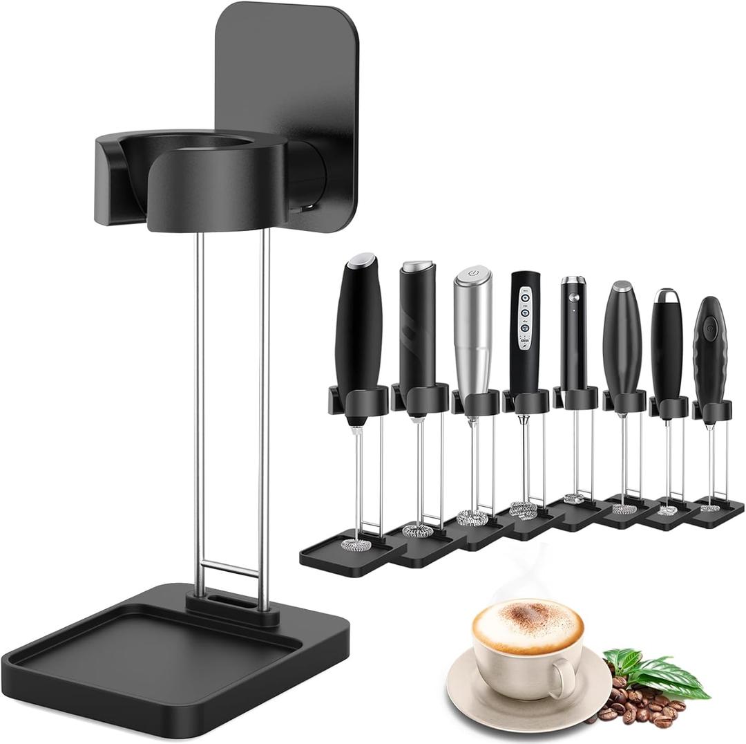 DERGUAM Milk Frother Stand for Milk Frothers, Durable and Stable Stainless Steel Frother Stand, [Standing or Hanging]Milk Frother Holder for Multiple Types Handheld Frother