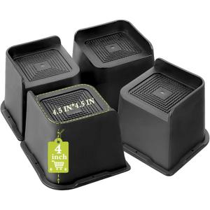 Bed Risers 2 inch, 3 inch, 4 inch, 6 inch, 8 inch Heavy Duty, Oversized Furniture Riser for Couch Sofa Table Chair Leg Frame Dorm, Support up to 6000 Lbs (Black 4 Pack, 4 inch)