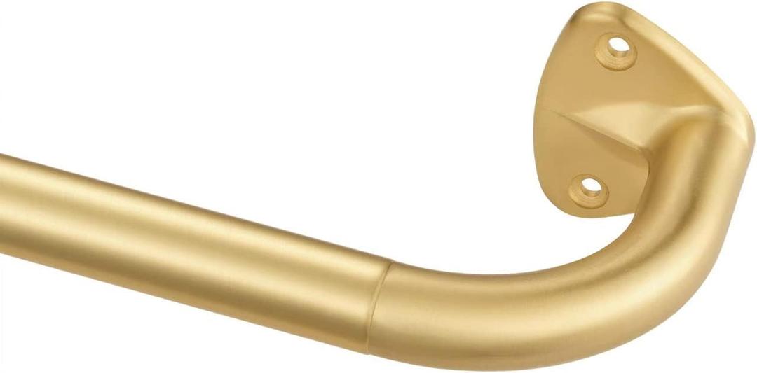 Brass Curtain Rod for Windows 84-144 Inch, Wrap Around Curtain Rods, Blackout Curtain Rod or Window, 3/ 4 Inch Diameter Room Darkening Curtain Rod, Adjustable Single Telescoping Drapery Rod