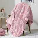 Wemore Fleece Weighted Blanket for Adults (60" x 80" 15lbs, Pink), Dual Sided Cozy Soft Sherpa Heavy Blanket, 3D Imitation Turtle Shell Warm Jacquard Flannel Weighted Blankets for Couch and Bed