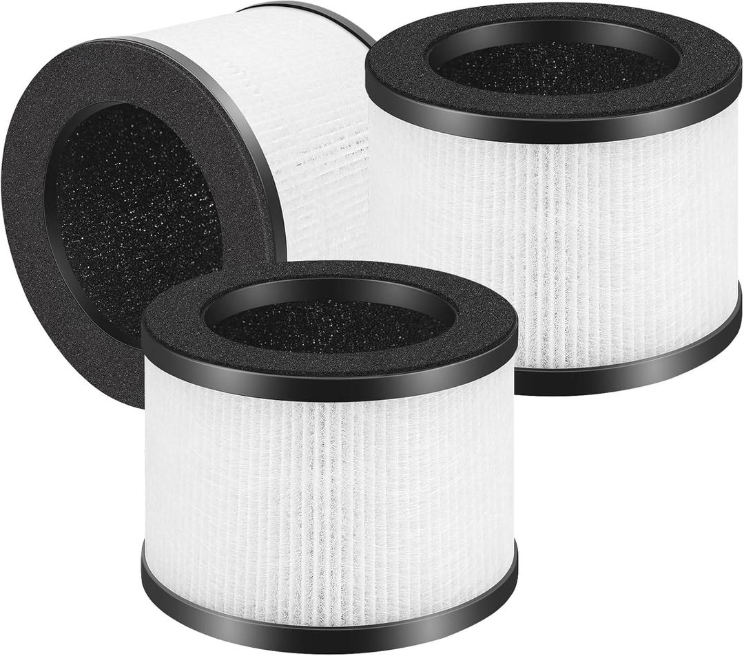 3 Pack TZ-K1 Replacement Filters Compatible with ToLife TZ-K1 and with FreAire & AROEVE MK01 MK06 MG01JH, 3-Stage Filtration H13 True HEPA filters (White)
