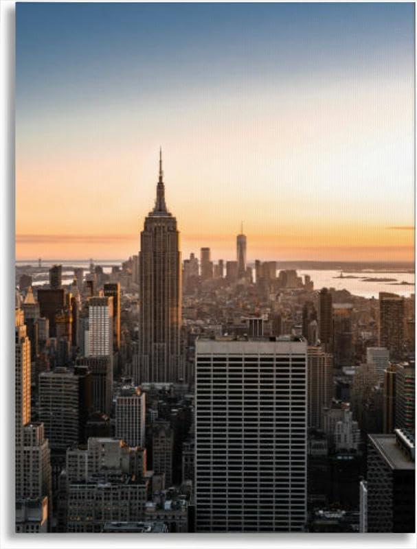 Bathroom Wall Art Manhattan Pictures Wall Decor Framed Canvas Wall Art for Bedroom Artwork Paintings Living Room Kitchen Farmhouse 16x20 (Color6)
